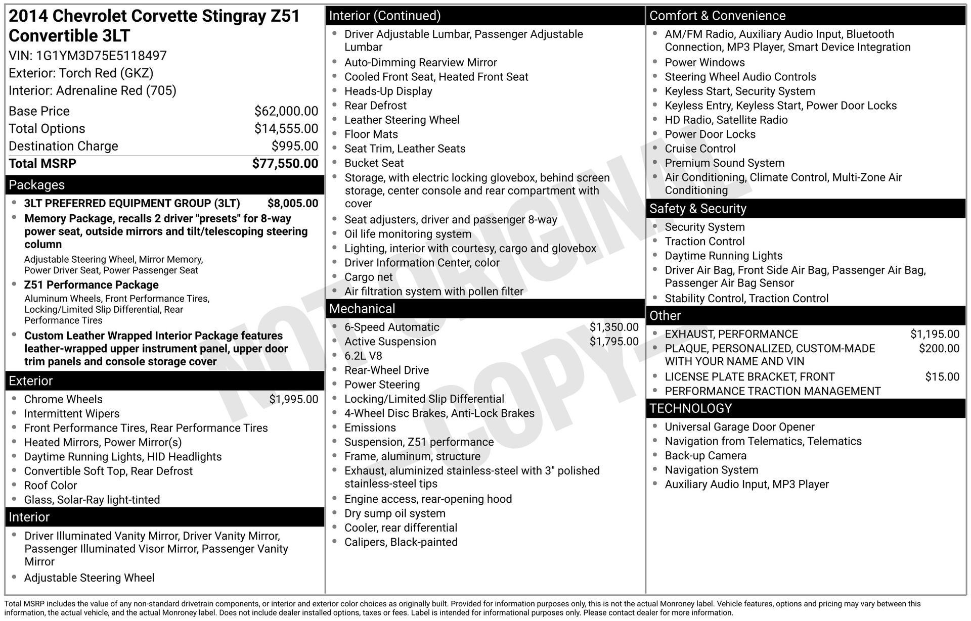2014 Chevrolet Corvette Stingray Z51 3LT