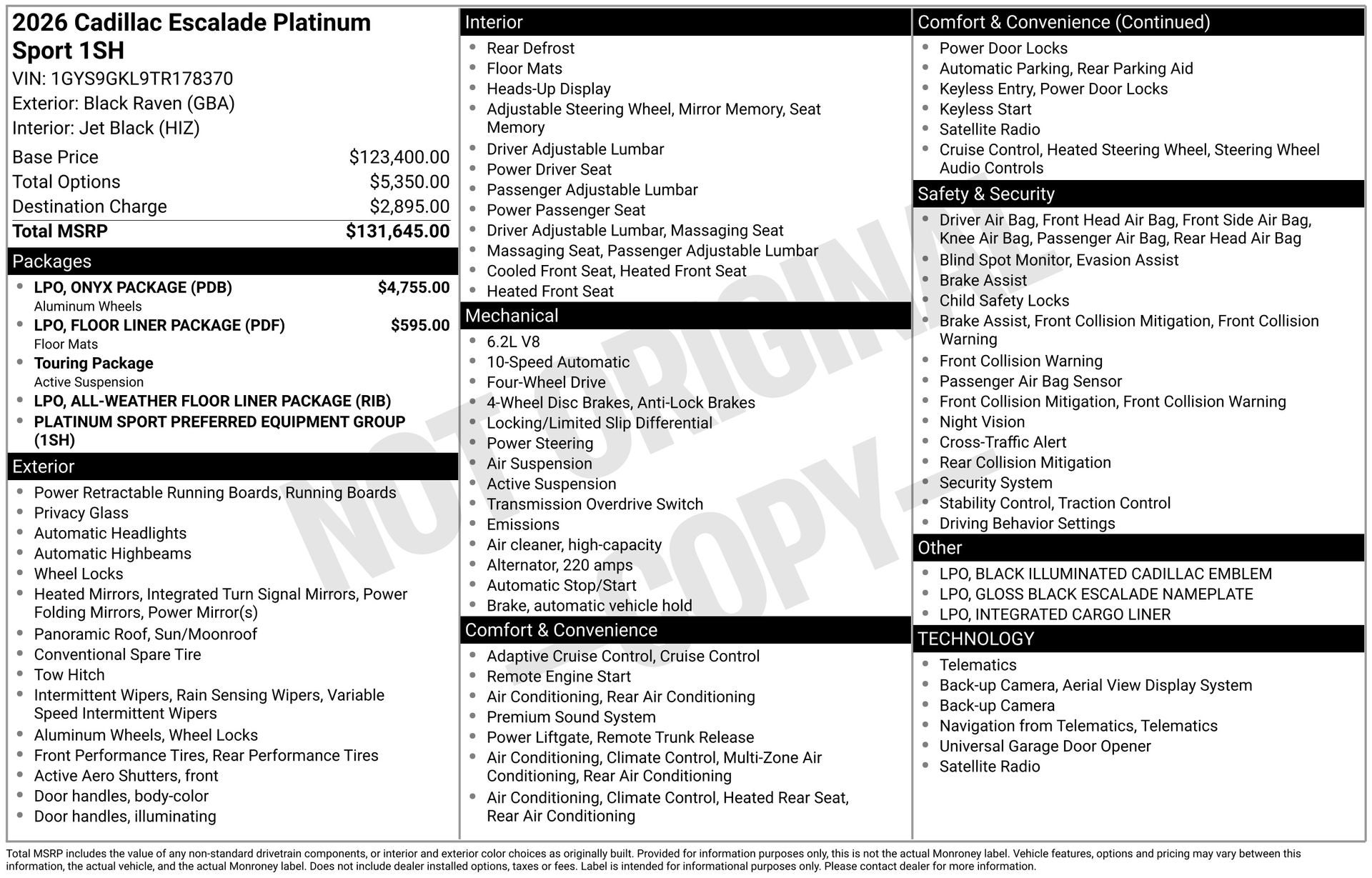 2026 Cadillac Escalade Platinum Sport