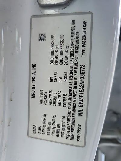 2022 Tesla Model 3 Base