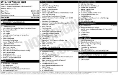 2015 Jeep Wrangler Sport