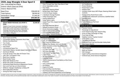 2026 Jeep Wrangler Sport S