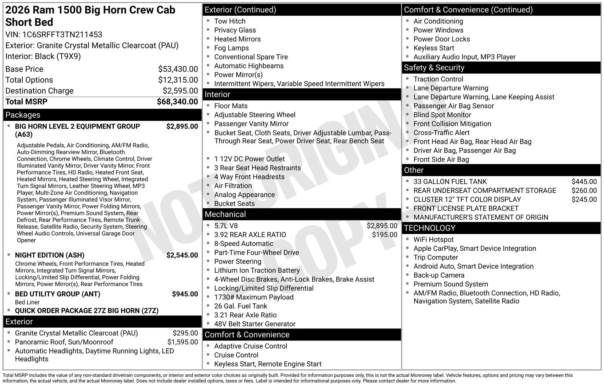 2026 RAM 1500 Big Horn/Lone Star DC-650 FOX FACTORY