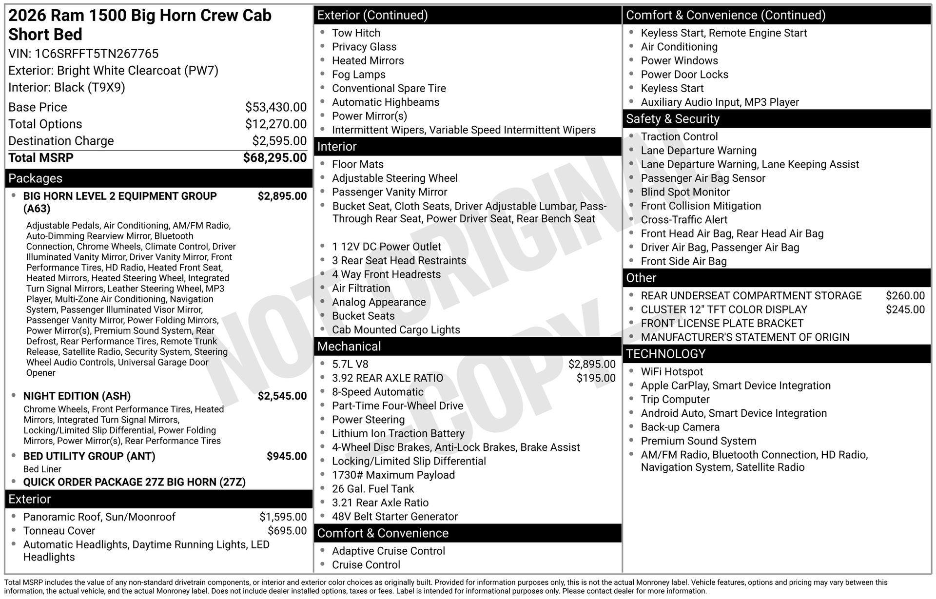 2026 RAM 1500 Big Horn/Lone Star DC-650 FOX FACTORY