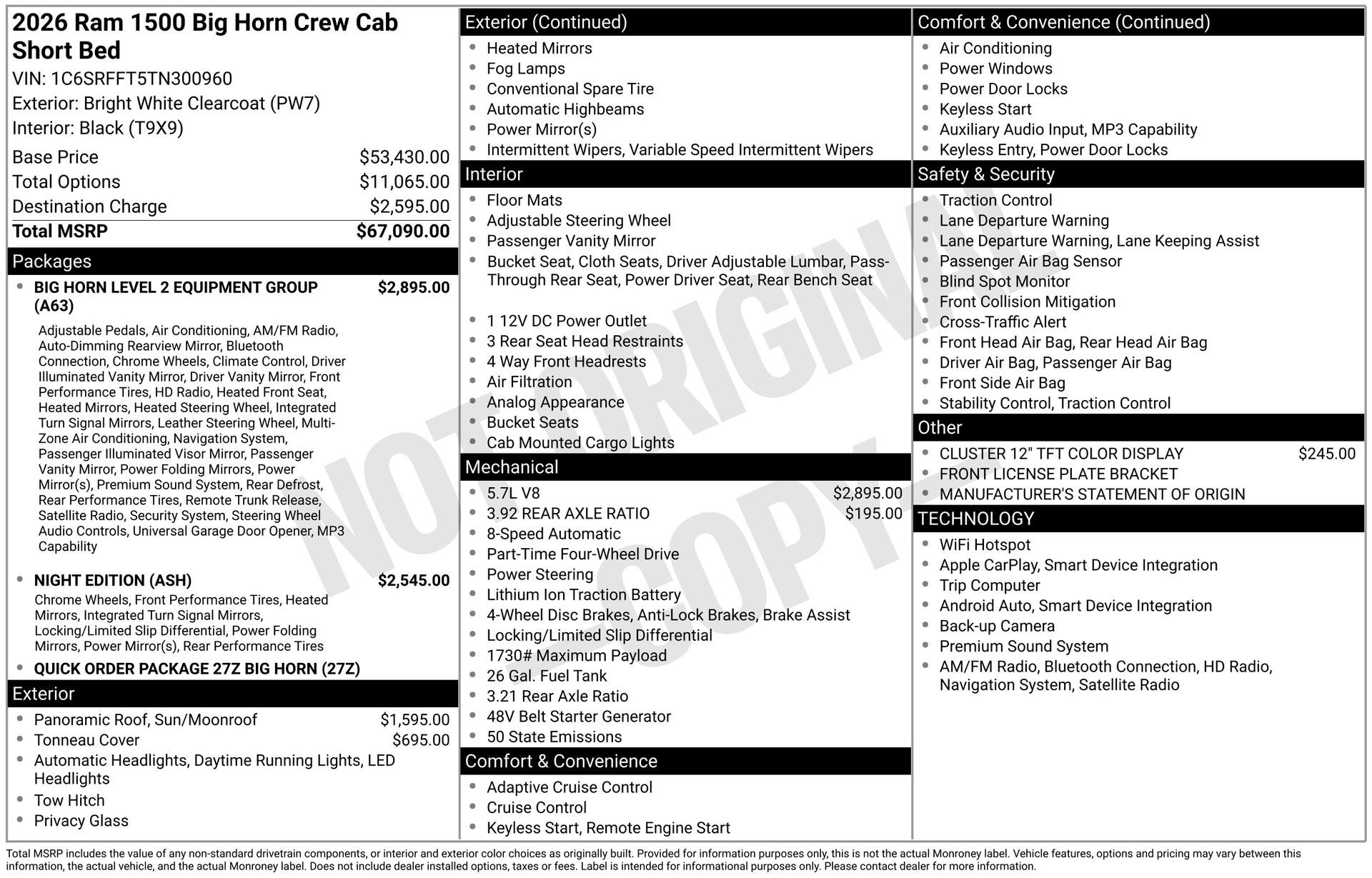 2026 RAM 1500 Big Horn/Lone Star DC-650 FOX FACTORY