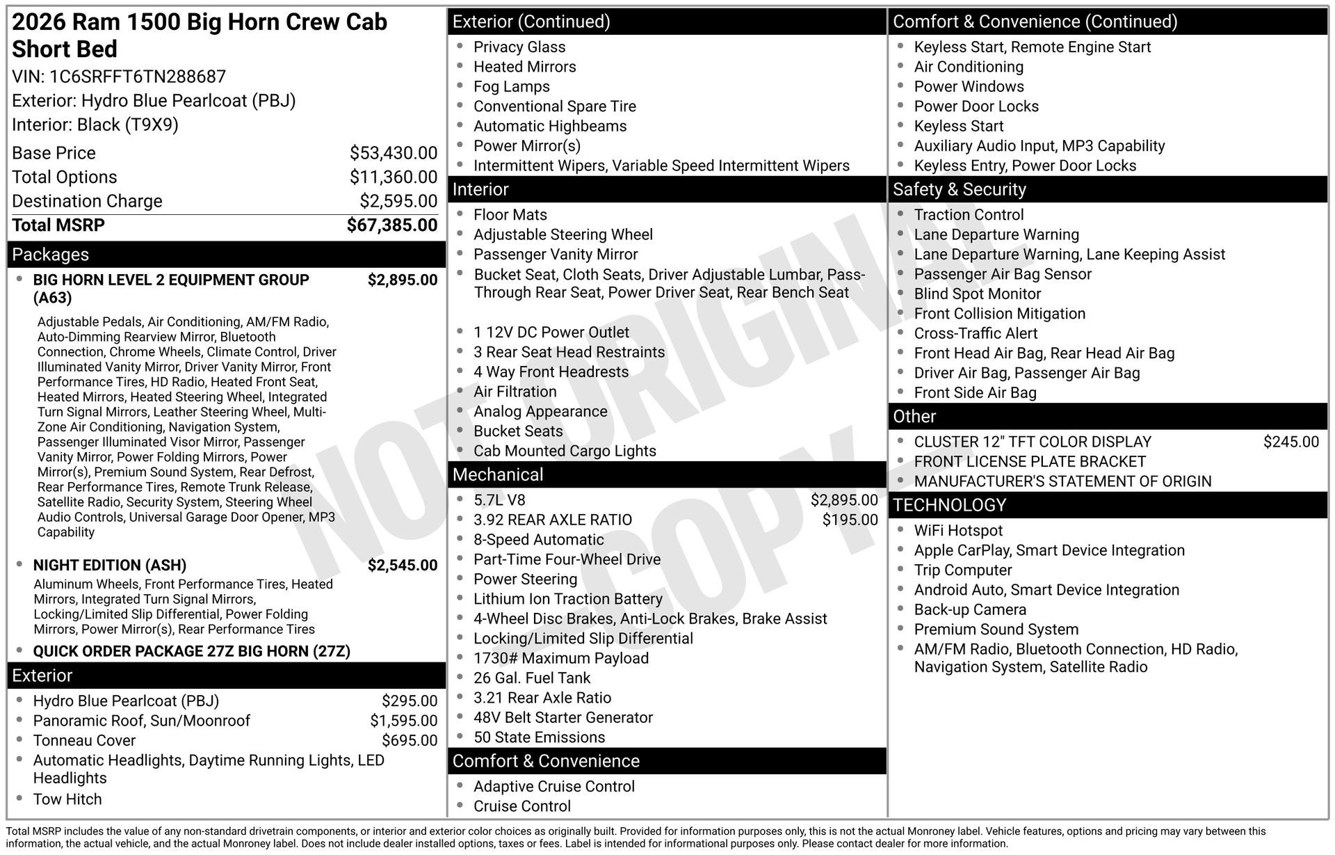 2026 RAM 1500 Big Horn/Lone Star