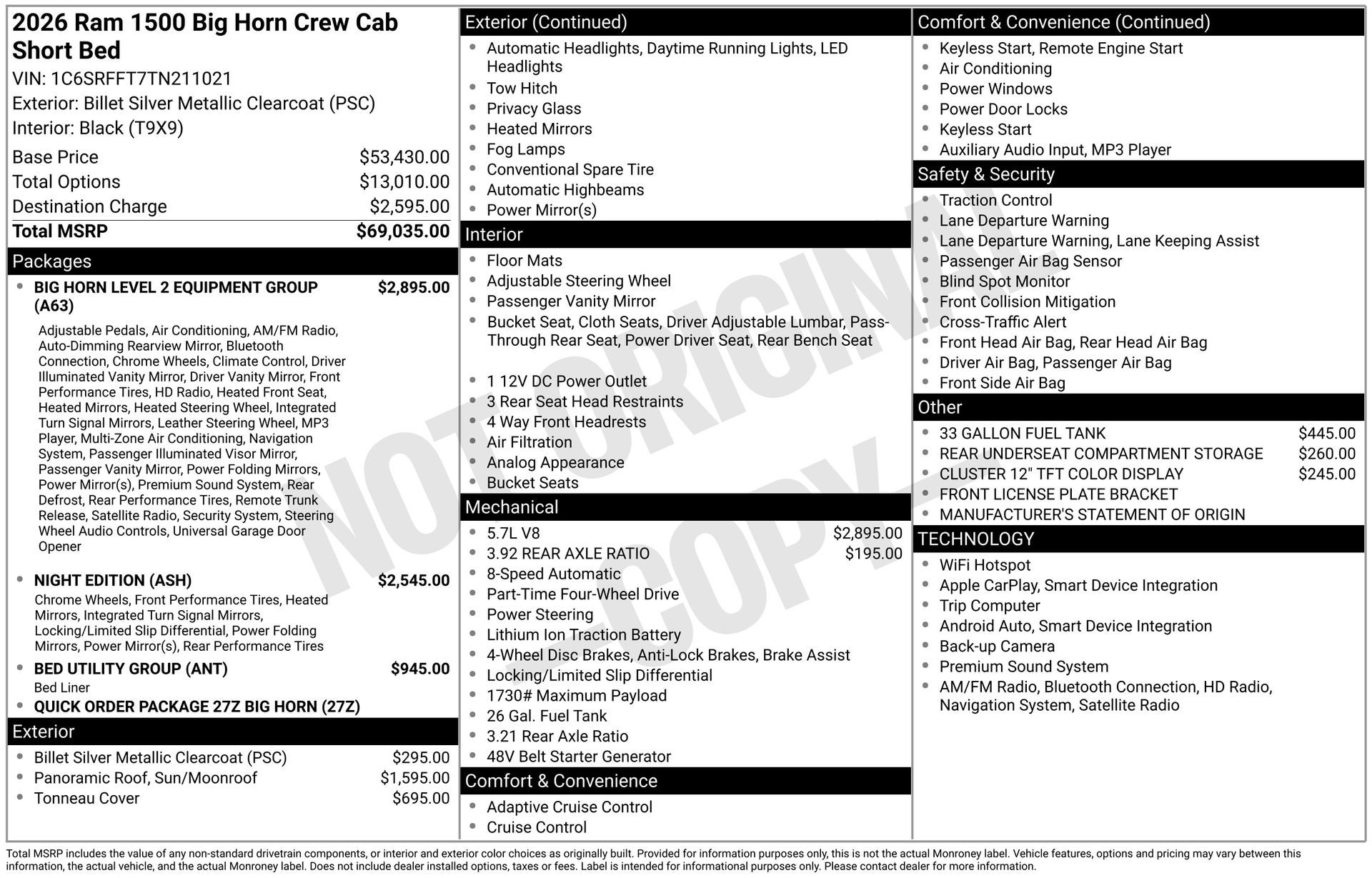2026 RAM 1500 DC-650 FOX FACTORY DC-650 FOX FACTORY