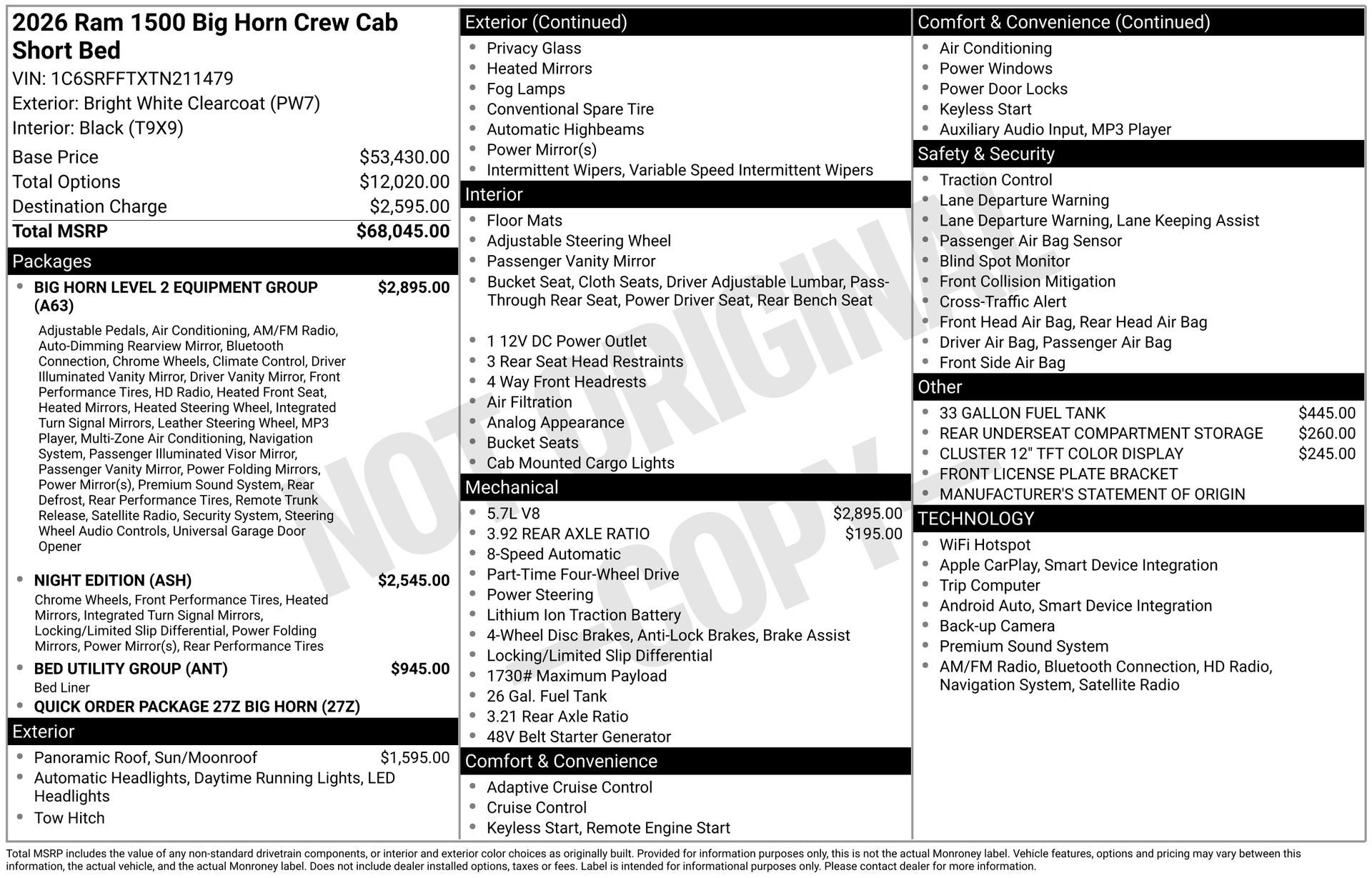 2026 RAM 1500 DC-650 FOX FACTORY DC-650 FOX FACTORY