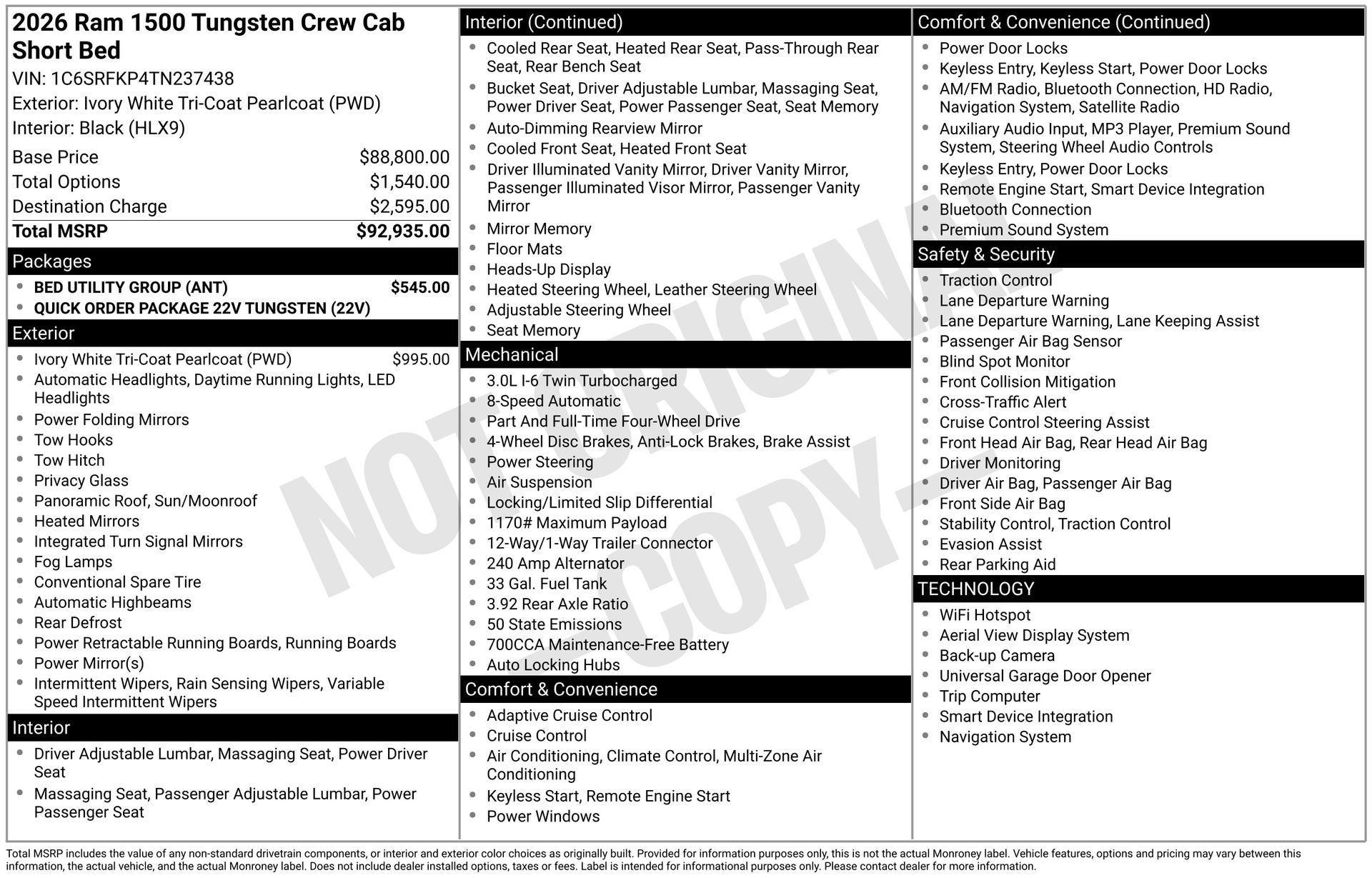 2026 RAM 1500 Tungsten