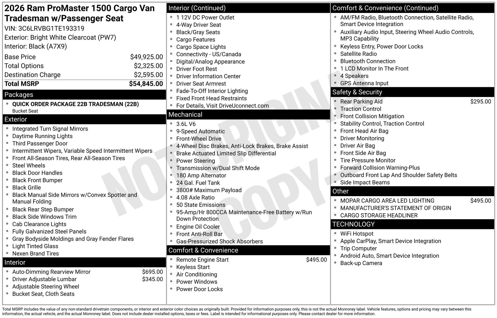 2026 RAM ProMaster 1500 Base