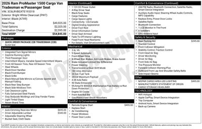 2026 RAM ProMaster 1500 Base
