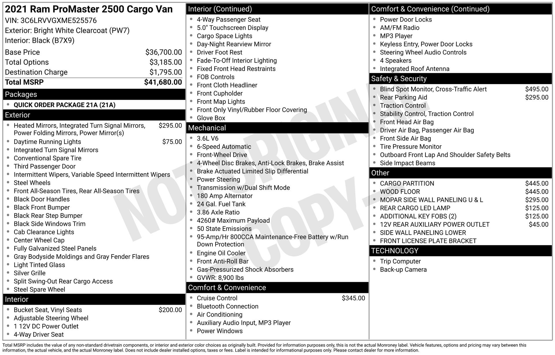 2021 RAM ProMaster 2500 Base