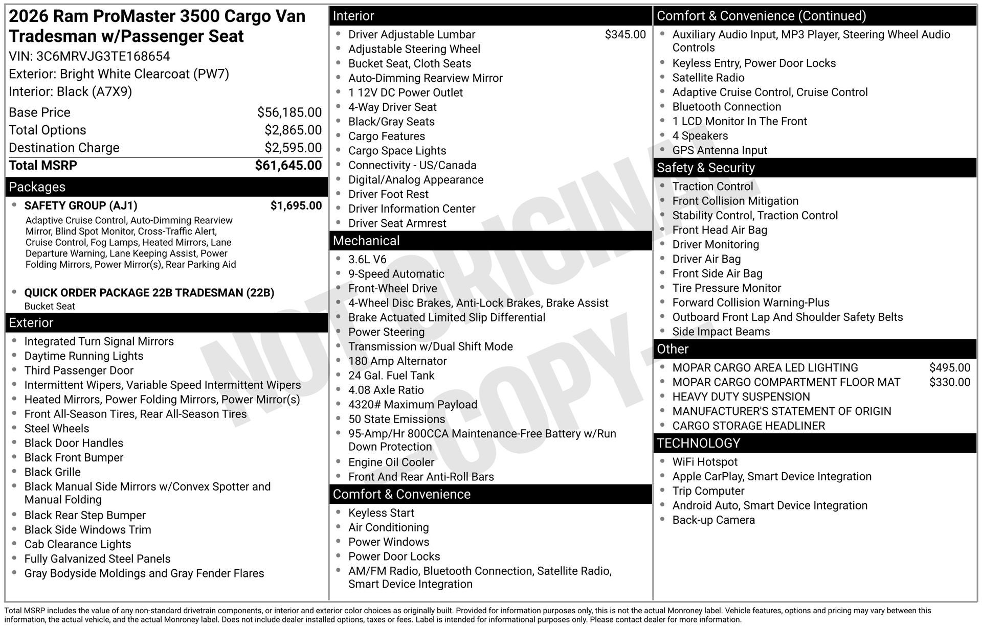 2026 RAM ProMaster 3500 High Roof