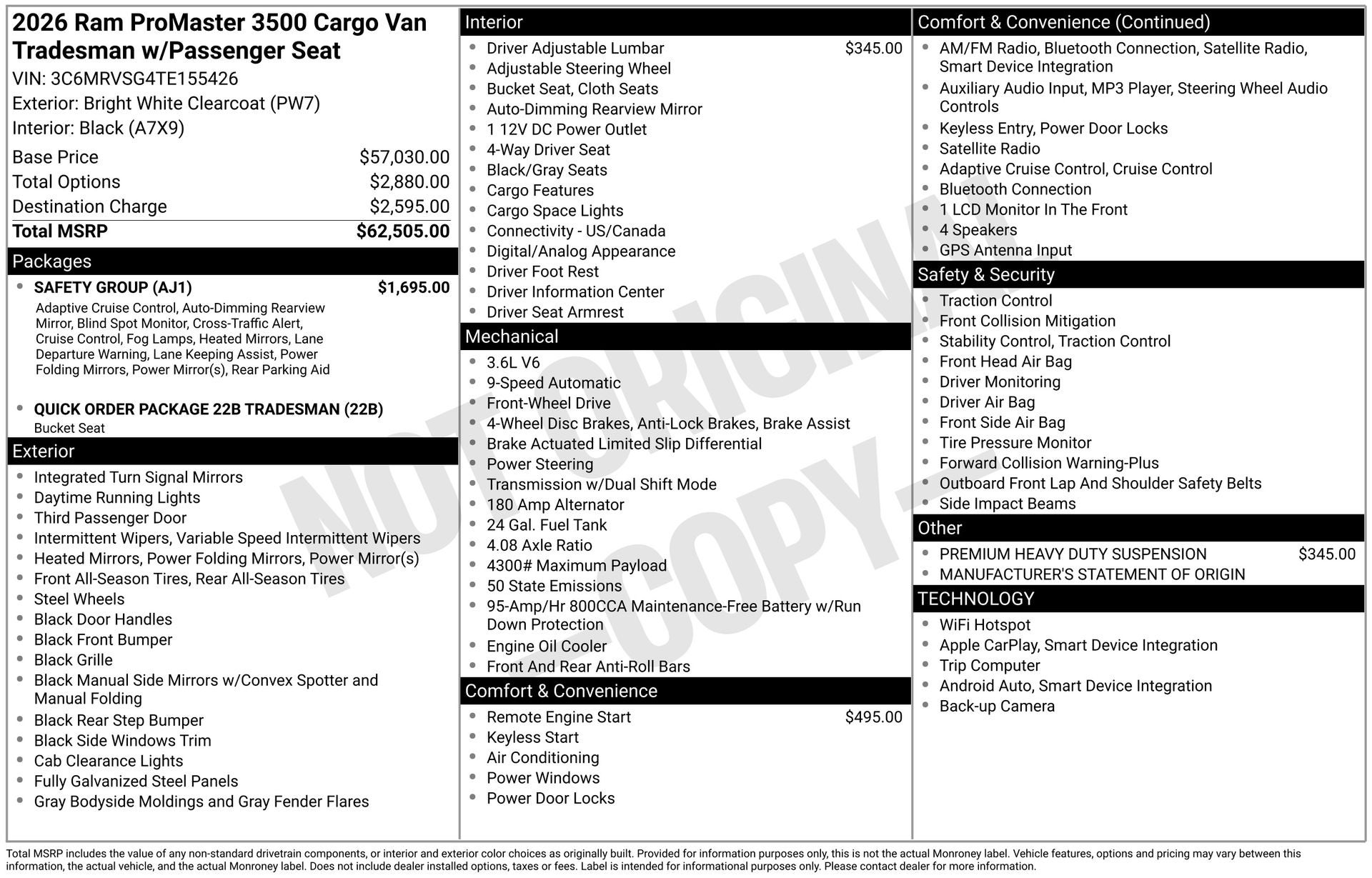 2026 RAM ProMaster 3500 Super High Roof