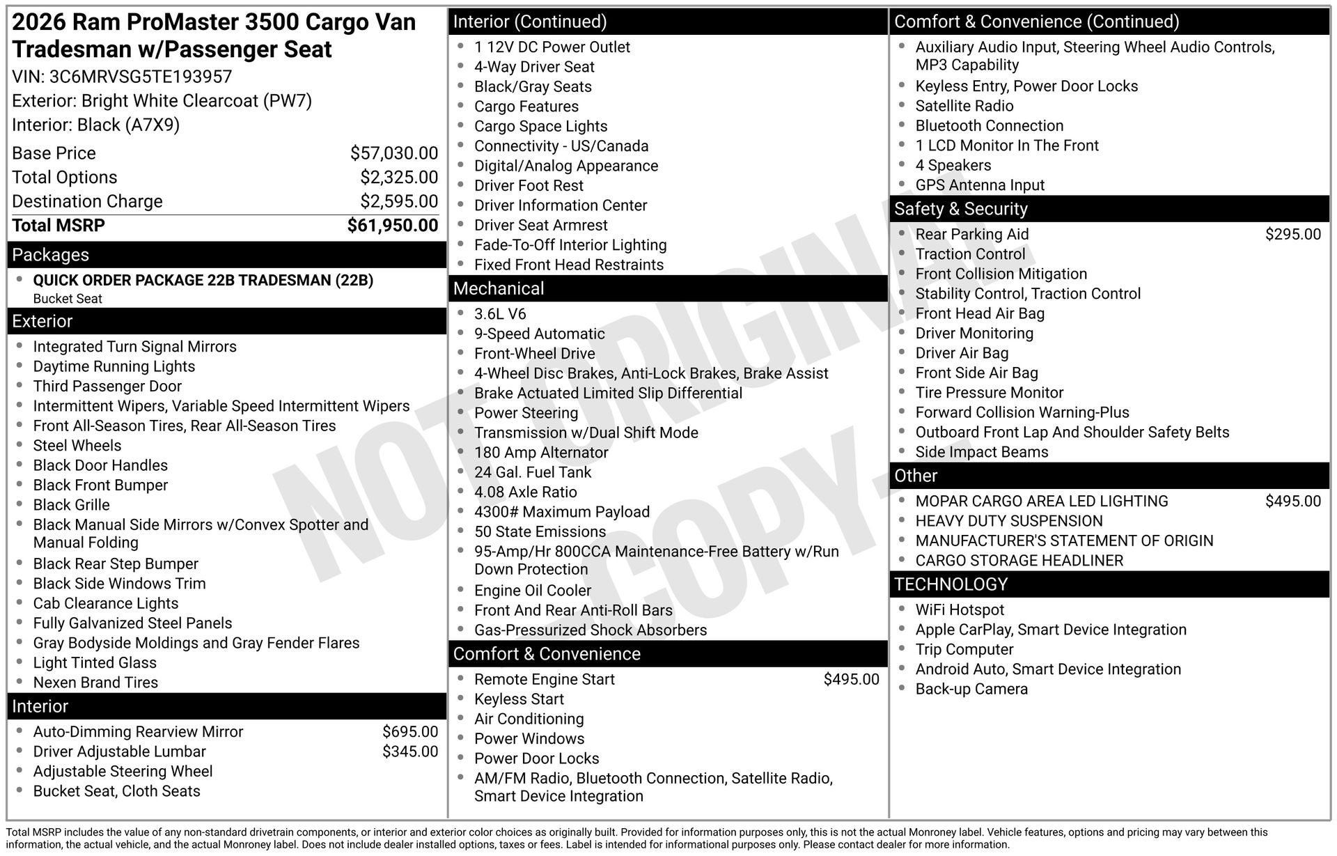 2026 RAM ProMaster 3500 Super High Roof