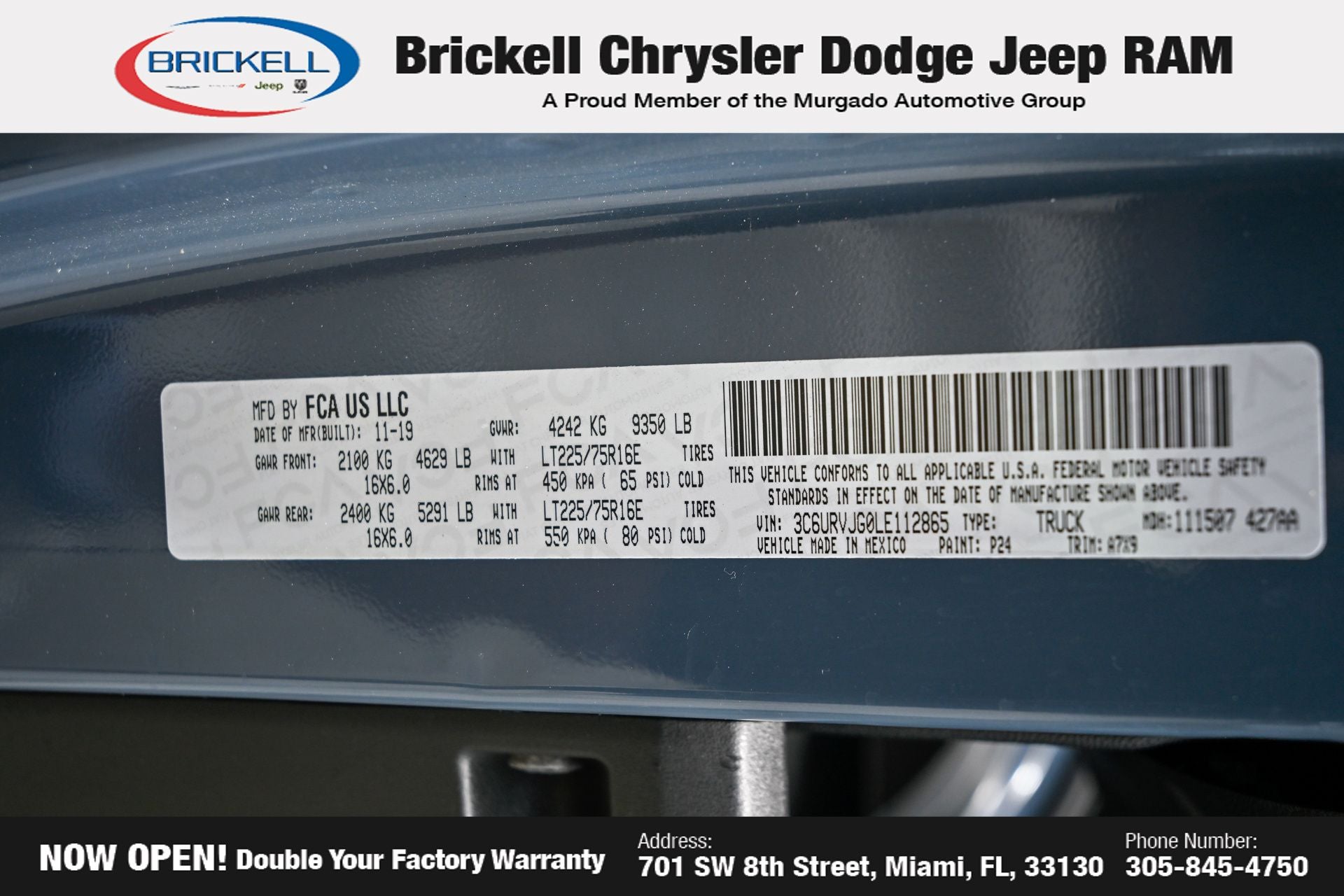 2020 RAM ProMaster 3500 High Roof 159 WB