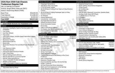 2026 RAM 3500 Tradesman 167.5 WB