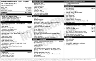 2022 RAM ProMaster 3500 Cutaway Low Roof 159 WB