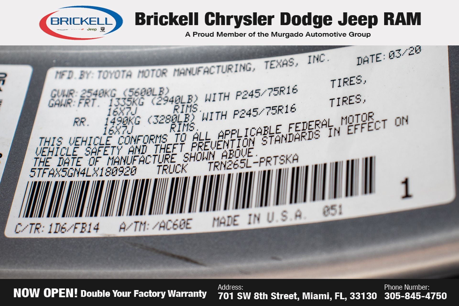 2020 Toyota Tacoma SR