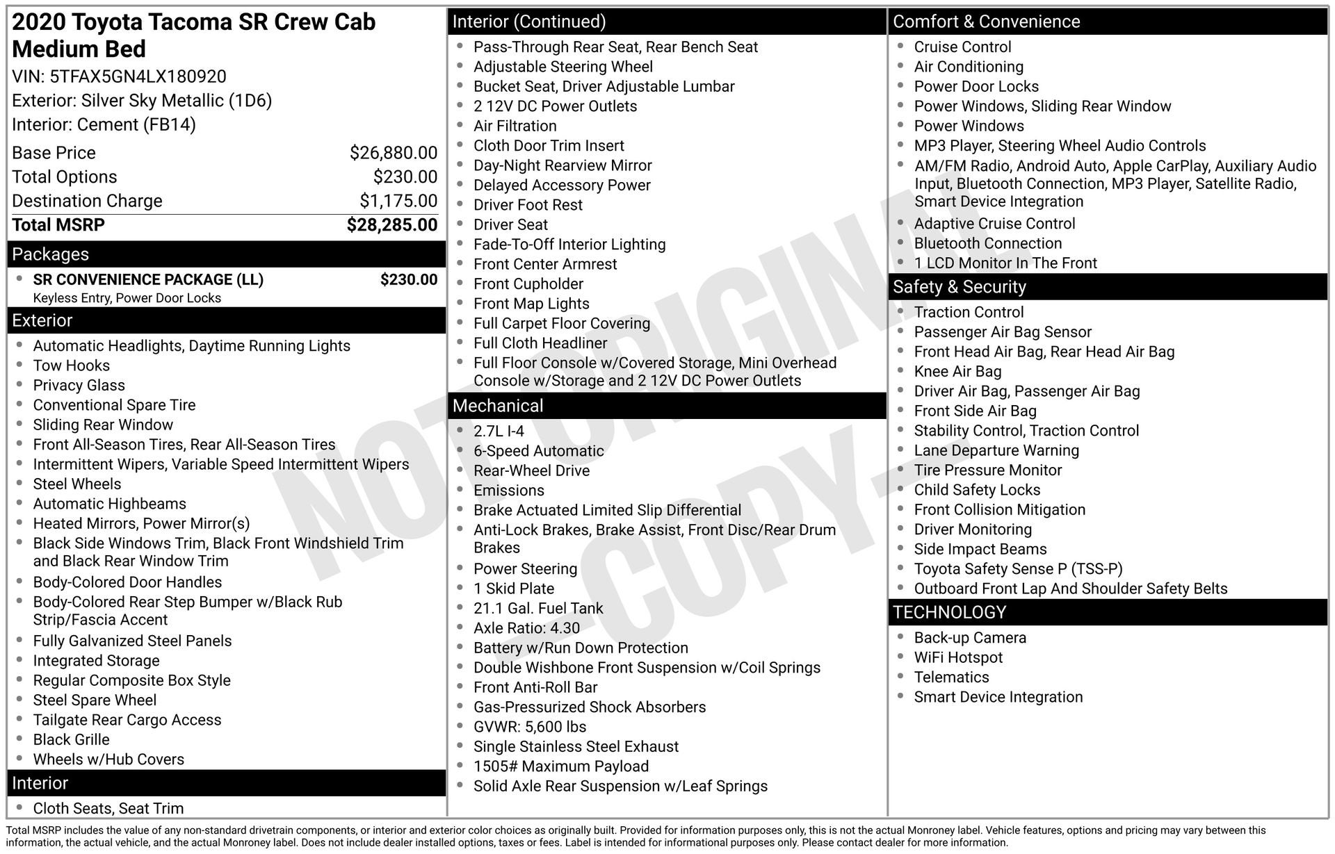 2020 Toyota Tacoma SR