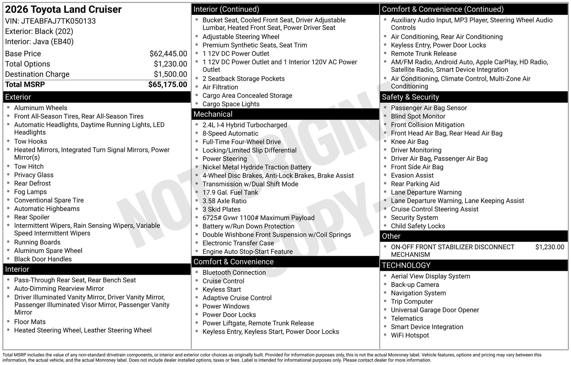 2026 Toyota Land Cruiser Base