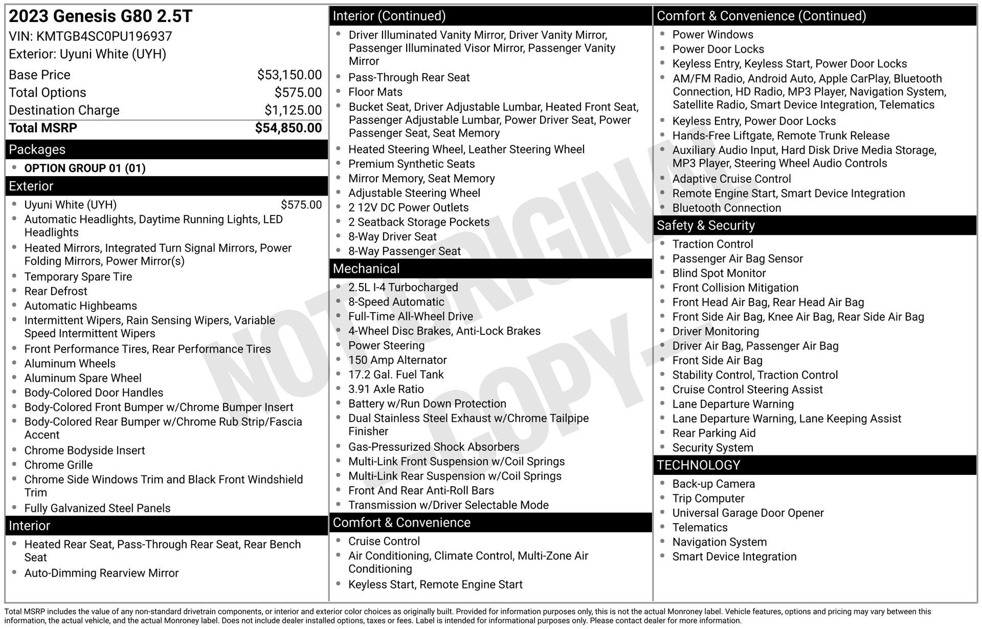 2023 Genesis G80 2.5T