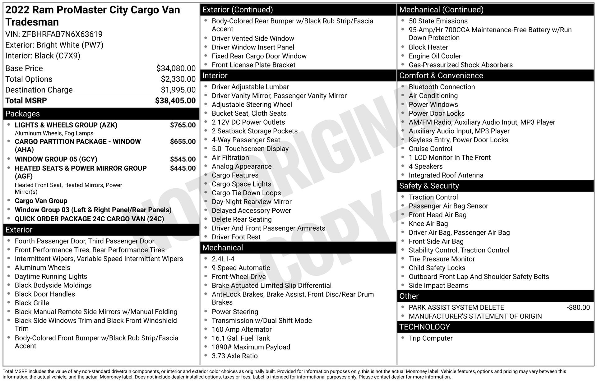 2022 RAM ProMaster City Base